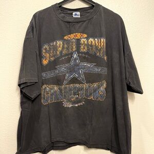 90s Starter Vintage Dallas Cowboys Super Bowl Champions Black Tshirt XL 28x27